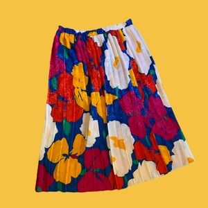 VINTAGE PLEATED MIDI SKIRT WITH MOD FLOWERS